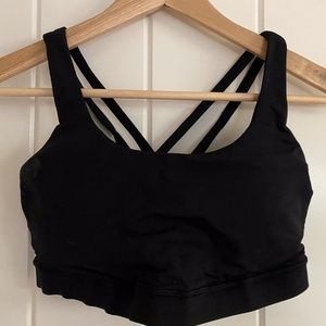 Black cross strap sports bra